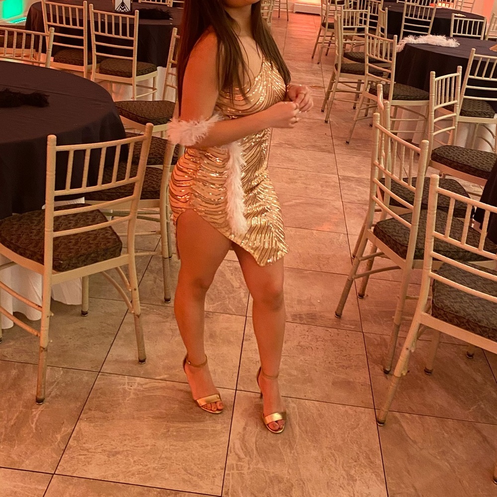 “My Fancy Side” Fashion Nova Rose Gold Midi Dress